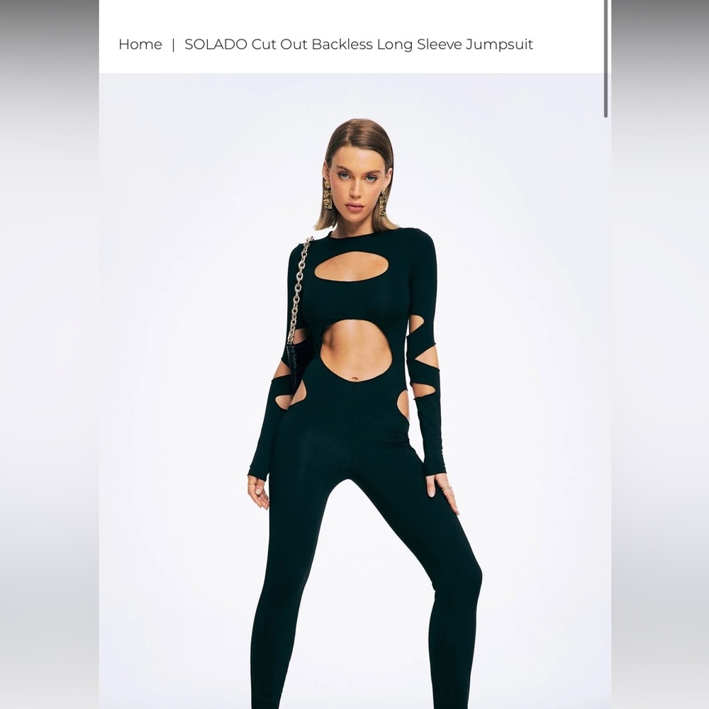 SOLADO Cut Out Backless Long Sleeve Boiler Suit (NEVER WORN, SIZE: M)